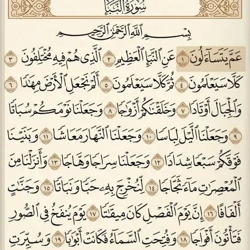 Amma Yatasa Aloon Surah in English, Arabic & Transliteration