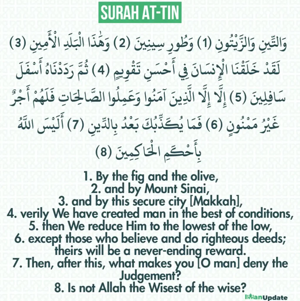 Surah Wattini Wazzaitun in English, Arabic & Transliteration